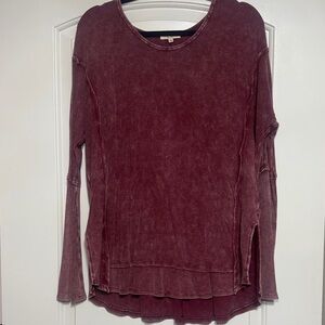 Easel Vintage Red Long Sleeve Top